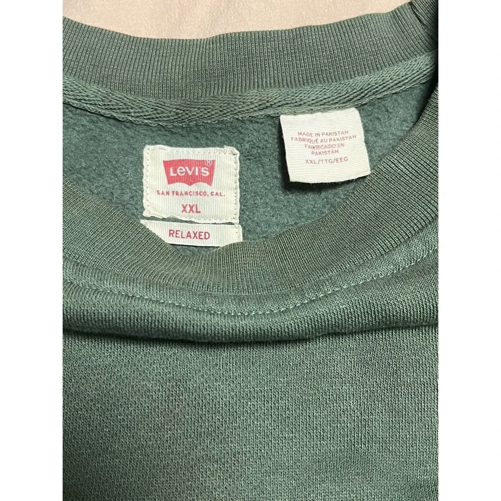 Levi's Sweatshirt Mens 2XL Green Pullover Fleece Lined Oversized Heavyweight